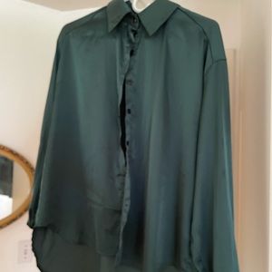 Jade Satin Button Down